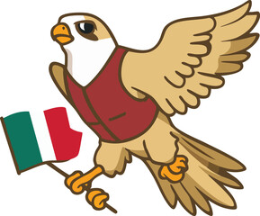 Eagle with Italian Flag Cartoon: Patriotic Vector Illustration