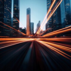 Obraz premium City lights speed blur