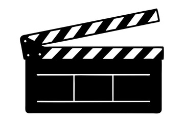 Obraz premium Clapperboard film slate silhouette design on white background for filmmaking content, clapperboard, film slate, movie, filmmaking, film, cinema, director, production, scene, entertainment, hollywood