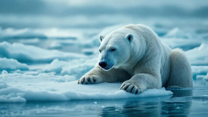 Fototapeta premium White polar bear in its natural environment