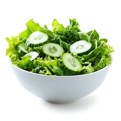 Fresh Green Salad in Bowl isolated on white background