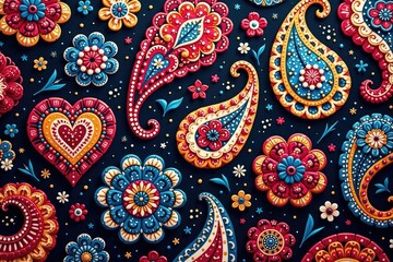 Bold paisley print, contrasting colors, high resolution, abstract, paisley, design element
