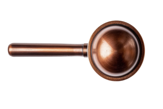 Elegant bronze door knob detail round finial long handle isolated on white background