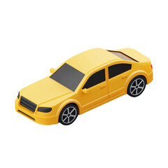 Fototapeta premium Yellow car isometric view simple design transportation vehicle illustration