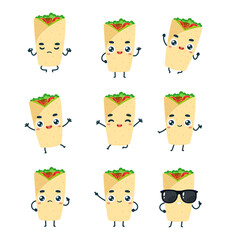 Set Mascot images of the Burrito