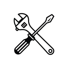 Crossed Wrench and Screwdriver Vector Illustration