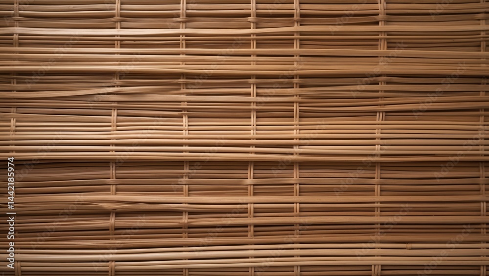 Poster Native style design with a brown handicraft weave pattern on wicker surface suitable for furniture material