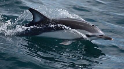 Fototapeta premium Dolphin Duo: Surfacing in the Open Ocean