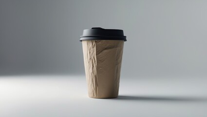 Medium disposable takeaway coffee cup mockup without design on a white background, including clipping path