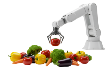 Robotic Harvesting of Vegetables Automation in Agriculture isolated on transparent background