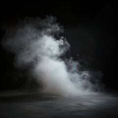 Fototapeta premium White smoke billows across dark floor