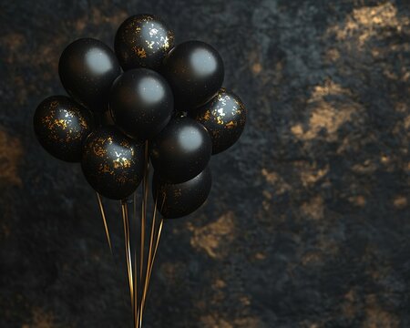 Black balloons with gold accents