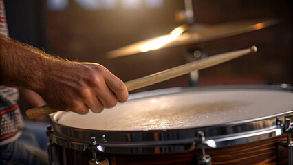 Obraz premium close up hands playing drums
