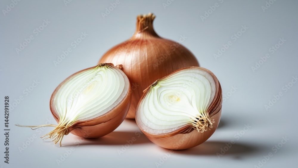 Poster Isolated onion with a white background. close-up