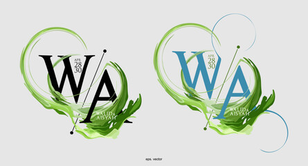 Obraz premium W, A, WA, Beauty vector initial logo, wedding letter collection, Modern Minimalistic and templates for Invitation cards, Save the Date, your company identity or branding logo