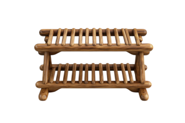 Rustic wooden two tiered dish rack perfect for farmhouse kitchens offering a charming and functional