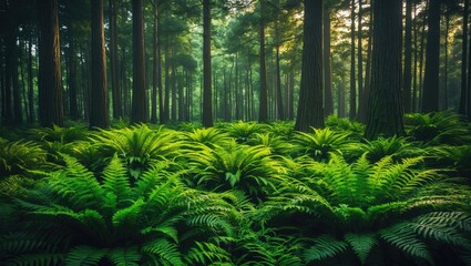 Fototapeta premium Tropical leaves and exotic forest plants in botany.