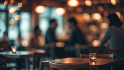 Background of restaurant interior banner in a blur