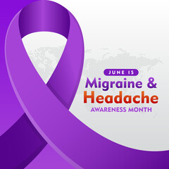 National Migraine and headache awareness month. Is observed every year in June. Suitable for background, banner, card, poster, template.