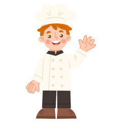 Illustration of a friendly male chef waving