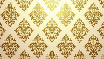 Fototapeta premium Intricate floral damask pattern in elegant gold and beige , graphics, texture, art