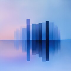 Fototapeta premium Geometric shapes with blue reflections