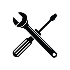 Crossed Wrench and Screwdriver Vector Illustration