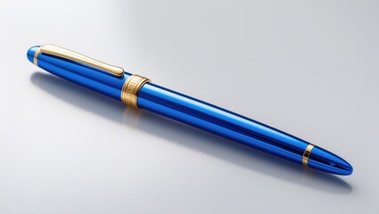 Ballpoint pen in blue color against a background