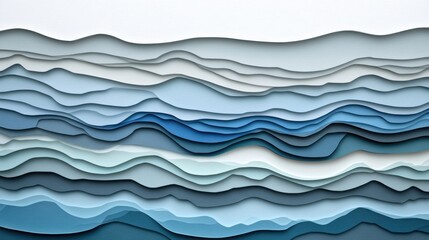 Obraz premium Layered, abstract, wavy, blue mountains