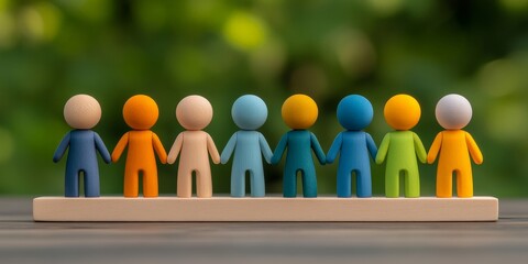 Colorful Wooden Peg Dolls Representing Two Groups A and B