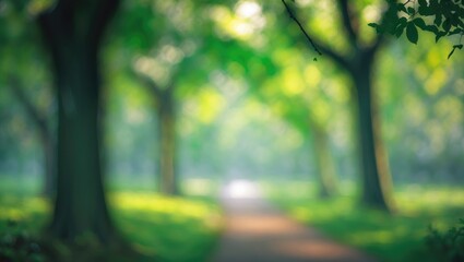 Blurred background with green natural tree