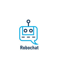 Robot logo design, robot logo with chat icon