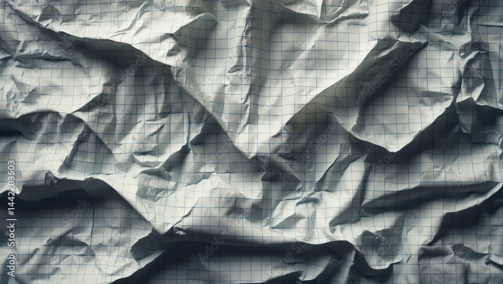 Wall mural scrunched checkered notebook paper used as background