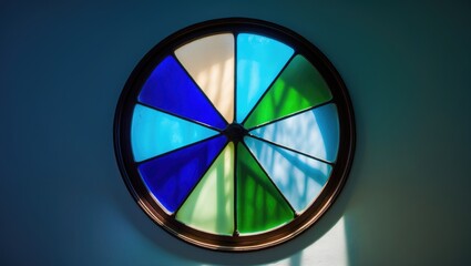 Obraz premium Colorful circular stained glass window mounted on the wall