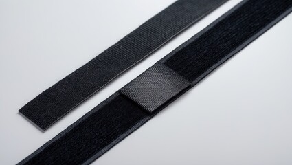 Velcro fastener for garments, isolated on a background, top perspective.