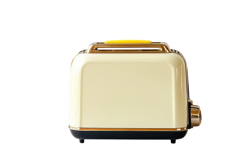 Retro Cream Toaster Yellow Accent Gold Trim Classic Kitchen Appliance Elegant Design Minimalist