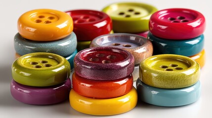 a set of colorful buttons on a white isolated background, vibrant and playful design