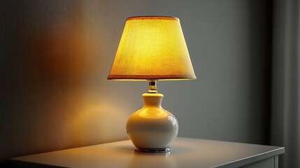 a small white lamp on a white isolated background, warm and inviting glow