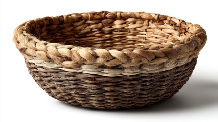 Obraz premium a handwoven basket on a white isolated background, rustic and charming design