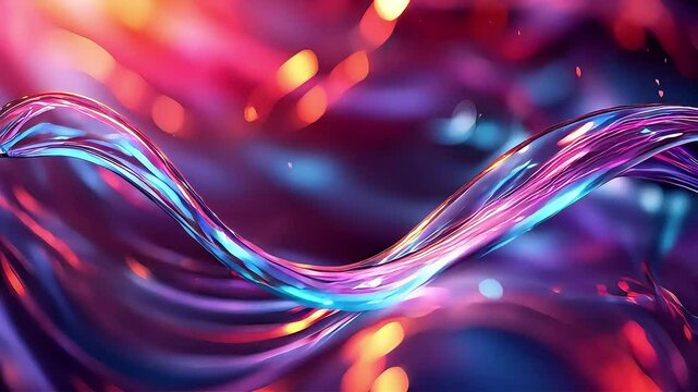 Colorful abstract fluid waves with neon light effects and motion blur