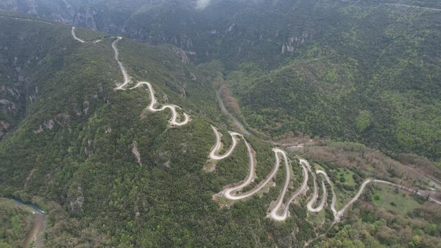 Papingo hairpin road in Vikos National Park, Epirus, Greece 