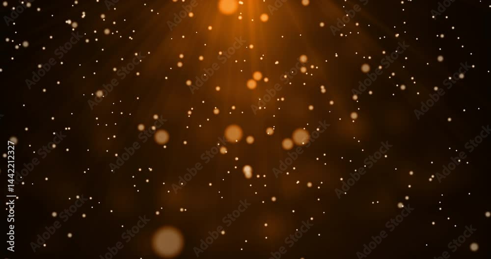 Wall mural rising chaotically moving dust in the light of a yellow lantern. bokeh particles.