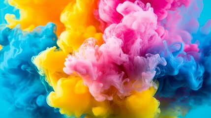 Obraz premium Vibrant Swirls of Colorful Smoke in Blue Background Artistry