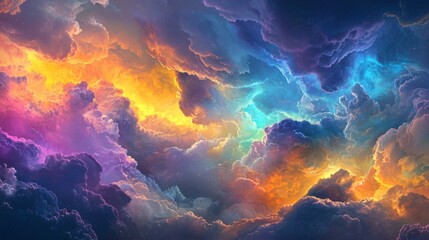 Colorful Abstract Cloudscape with Vibrant Swirls of Light and Color