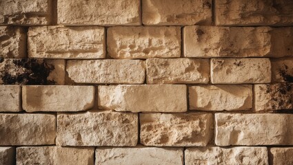 Obraz premium Limestone Wall with Texture: Front Perspective