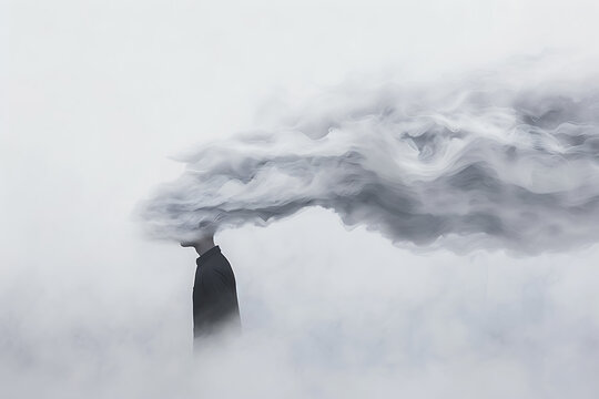 mental health representation, watercolor illustration of a stormy mind, a visual metaphor for emotional fatigue and burnout