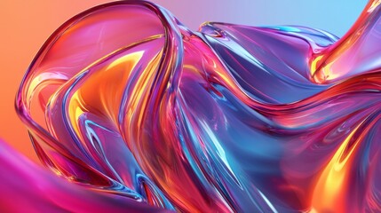 Colorful Abstract Swirl of Translucent Liquid with Vibrant Hue Effects