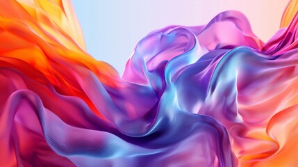 Vibrant Flowing Abstract Fabric Design in Bold Colors and Soft Waves
