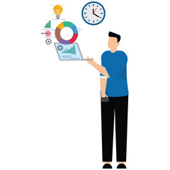 Businessman working with data on computer laptop