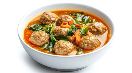 Hearty meatball soup with spinach